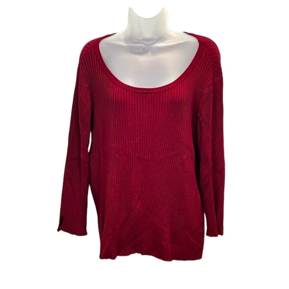 Roz & Ali Red Long Sleeve Sweater Size 1X